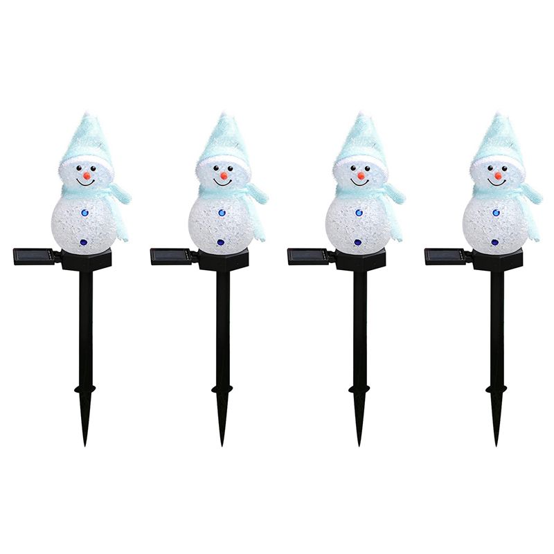 Outdoor Power For Xmas Lights - N84R 4X Schneemann-Solarleuchten, Weihnachts-Solar-LED-Schneemann-Lichtdekoration, Gartenleuchten für