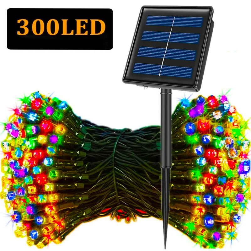 Outdoor Power For Xmas Lights - 5M-32M LED-Solar-Lichterkette, 300 LEDs, 8 Modi,