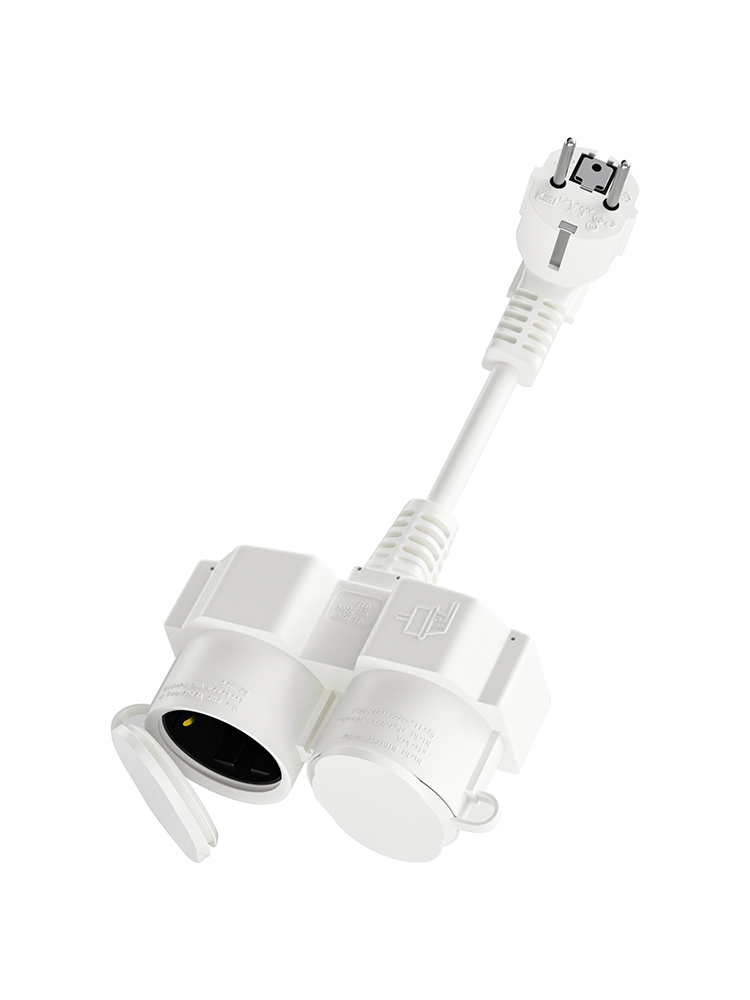 Outdoor Power Socket Cover - EU-Verlängerungskabel mit 2 Schuko-Steckdosen, Mehrfachsteckdose für