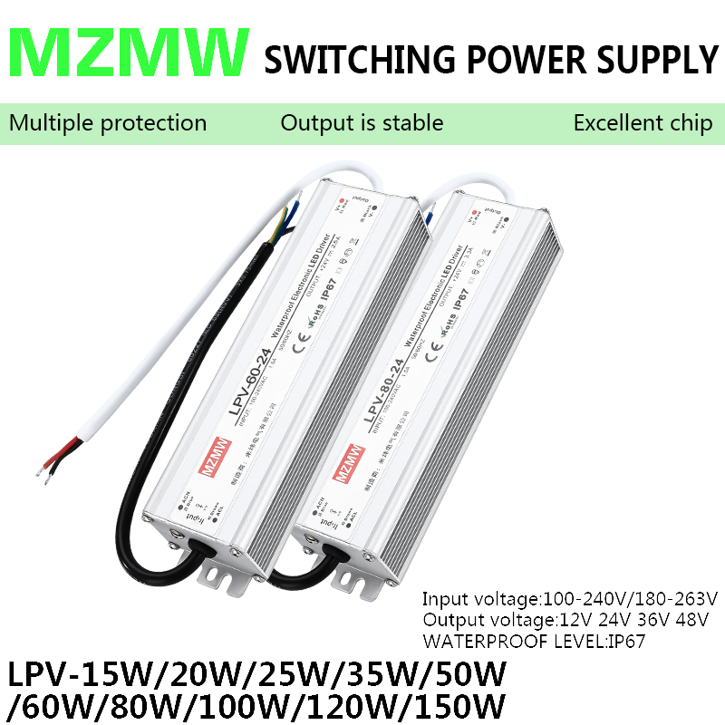Outdoor Power Supply 12V - IP67 Wasserdichtes Schaltnetzteil LPV 15W 25W