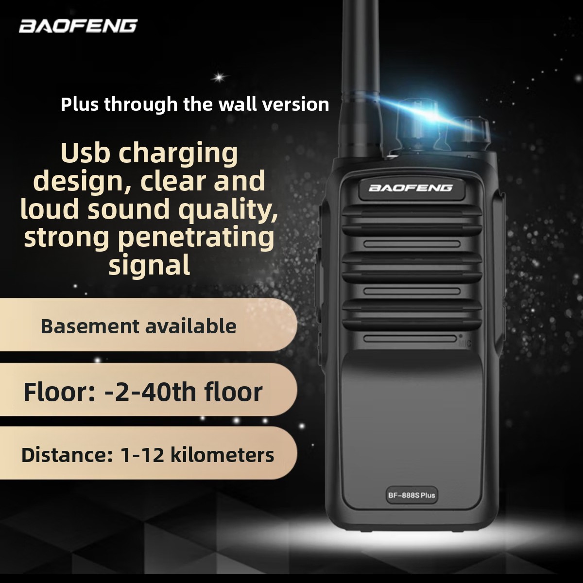 Outdoor Power Plus - Baofeng BF-888S Plus Wanddurchdringendes Walkie-Talkie, Hochleistungs-Langstreckengerät