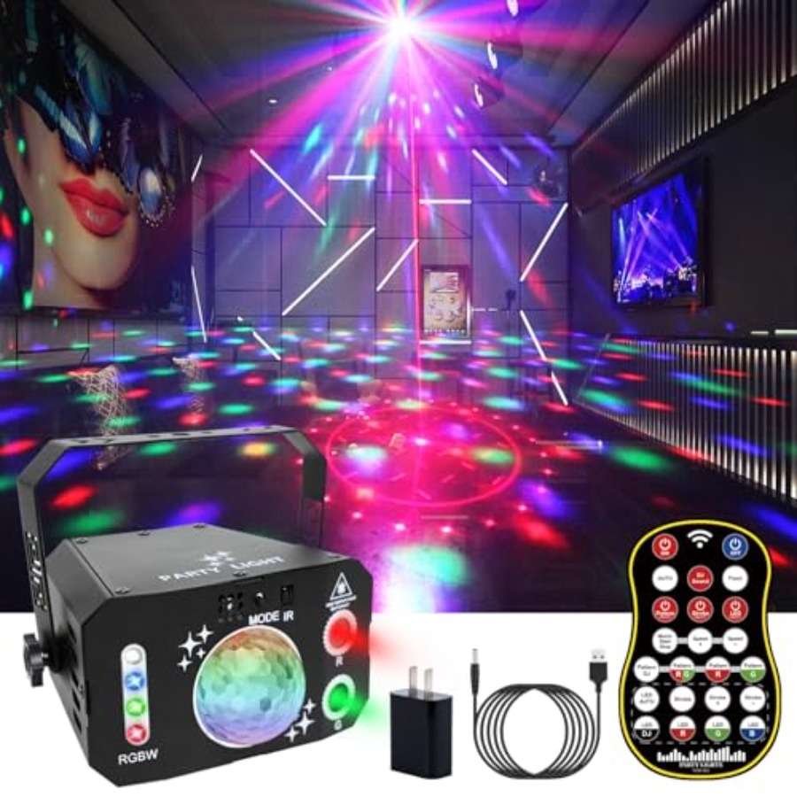 Outdoor Power For Xmas Lights - 7-Linsen-Discokugel-Lichter USB-betrieben RGBW DJ Stroboskop-Beleuchtung Schallaktivierte