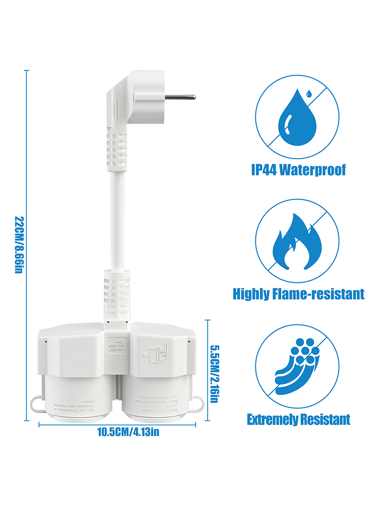 EU-Verlängerungskabel mit 2 Sc – Outdoor Power Socket Cover Bewertung und Preis