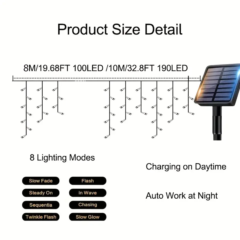 Solar-Eiszapfenlichter für den – Outdoor Power For Xmas Lights Bewertung und Preis
